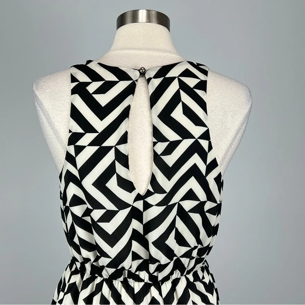 Francesca Bird Cage Womens Sleeveless Dress Black White Geo Print size Large - Picture 8 of 11